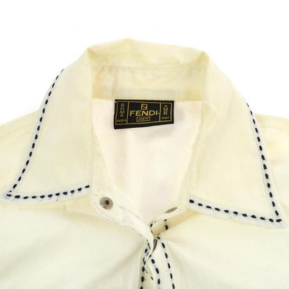 Fendi White Black Stitching Blouse