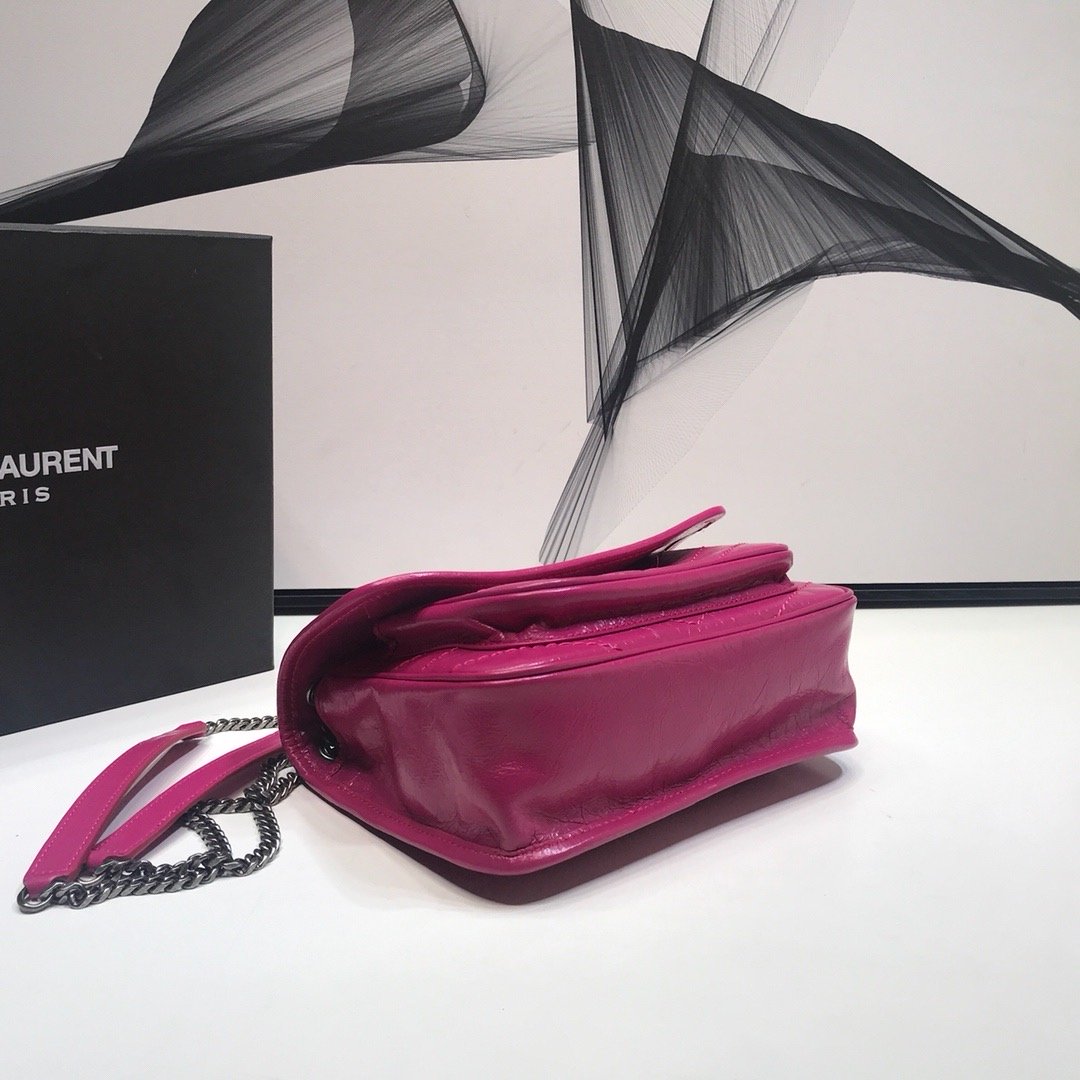 Yves Saint Laurent Niki Baby Chain Bag In Crinkled Vintage Dark Pink