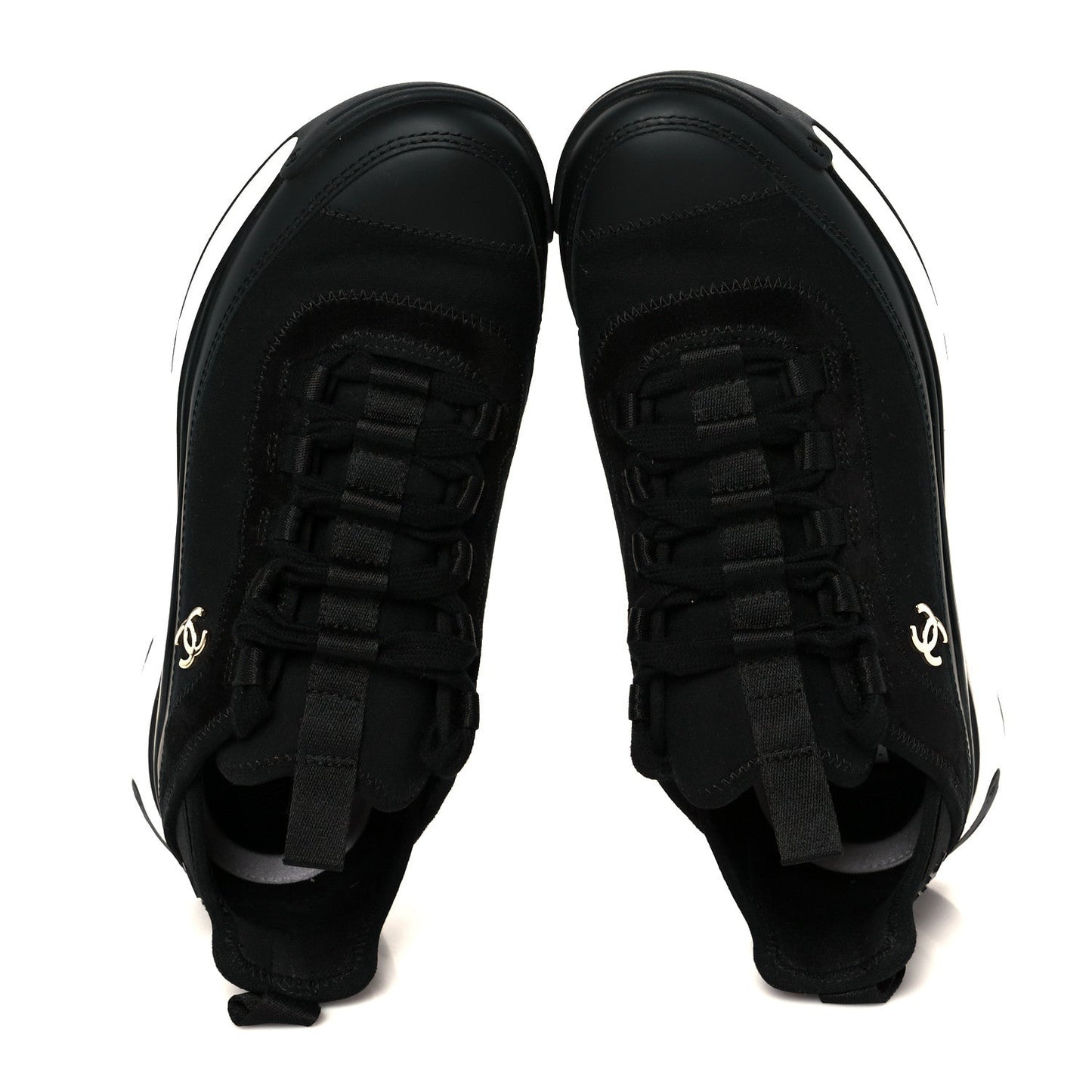 Velvet Calfskin Mixed Fibers CC Sneakers 36.5 Black