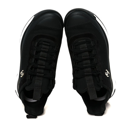Velvet Calfskin Mixed Fibers CC Sneakers 36.5 Black