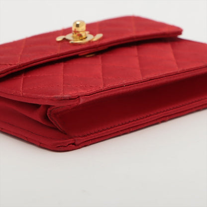 Chanel Mini Matrasse Satin Chain Shoulder Bag Red Gold  1st