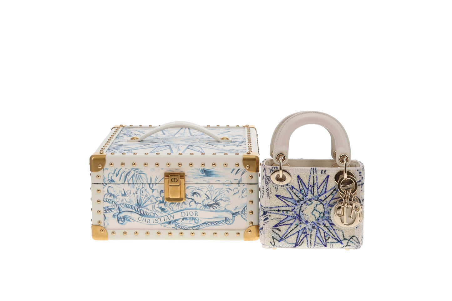 Dior Micro Lady Dior with Small Trunk Blue Multicolour Reve D'Infini Sbalzo Calfskin