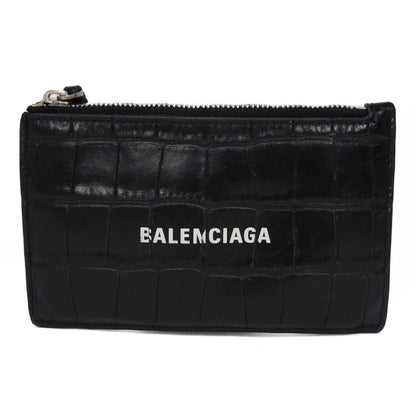 BALENCIAGA Coin case 640535 1ROP3 1000 Calfskin (crocodile embossed) black New logo cash coin card holder mens