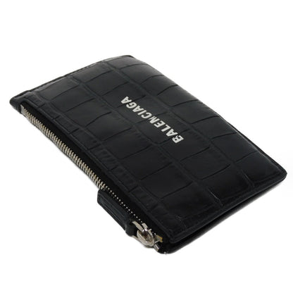BALENCIAGA Coin case 640535 1ROP3 1000 Calfskin (crocodile embossed) black New logo cash coin card holder mens