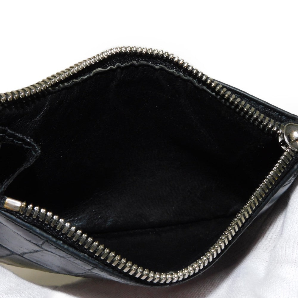 BALENCIAGA Coin case 640535 1ROP3 1000 Calfskin (crocodile embossed) black New logo cash coin card holder mens