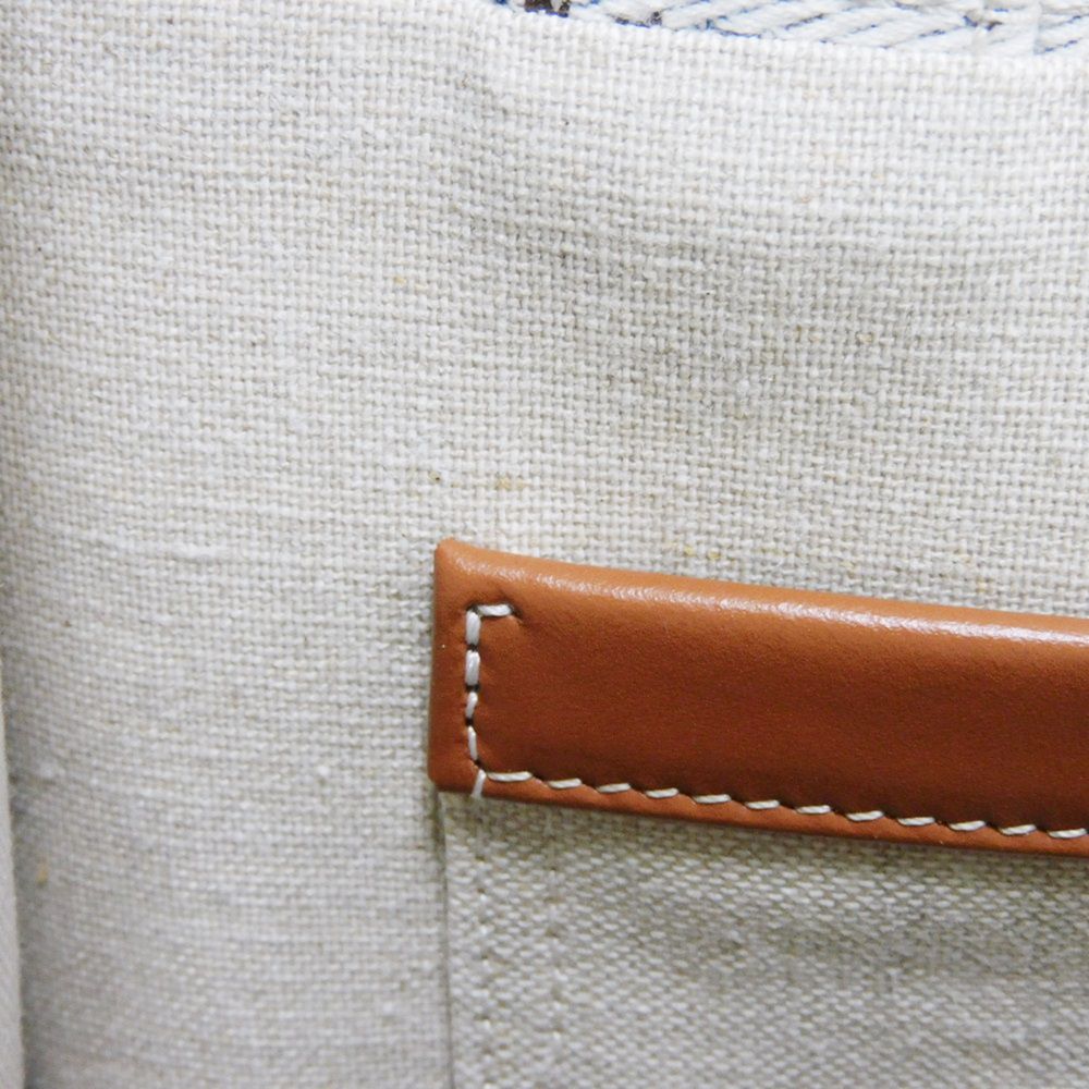 CELINE Tote Bag 199162FEF.02NT Textile x Calfskin Natural x tongue Triomphe Small Hippo Tice Women Used