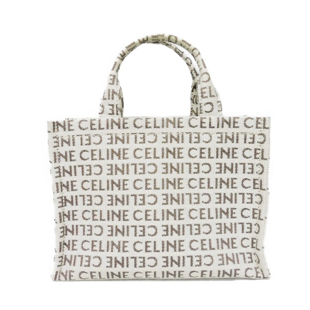 CELINE Tote Bag 199162FEF.02NT Textile x Calfskin Natural x tongue Triomphe Small Hippo Tice Women Used