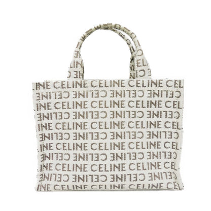 CELINE Tote Bag 199162FEF.02NT Textile x Calfskin Natural x tongue Triomphe Small Hippo Tice Women Used