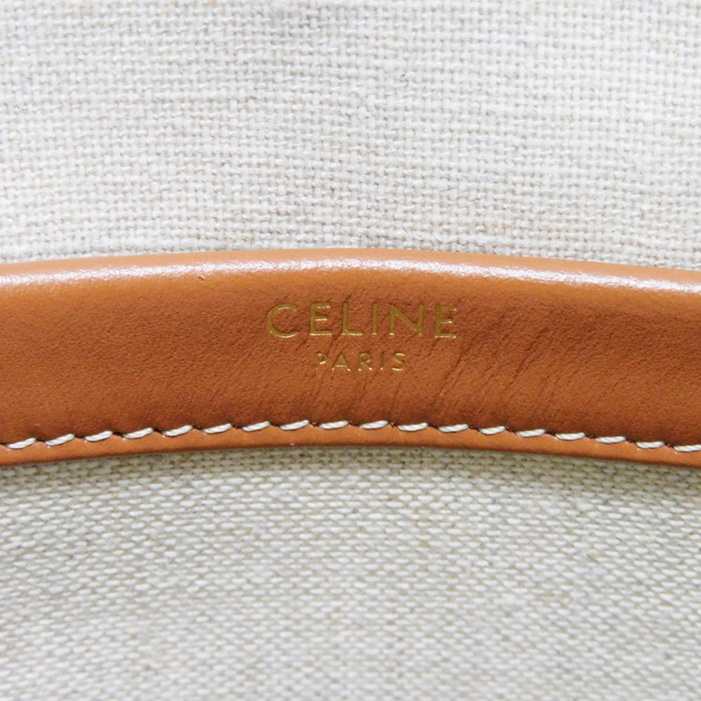 CELINE Tote Bag 199162FEF.02NT Textile x Calfskin Natural x tongue Triomphe Small Hippo Tice Women Used
