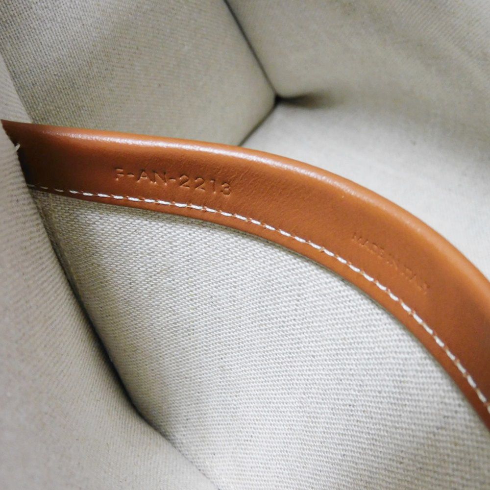 CELINE Tote Bag 199162FEF.02NT Textile x Calfskin Natural x tongue Triomphe Small Hippo Tice Women Used