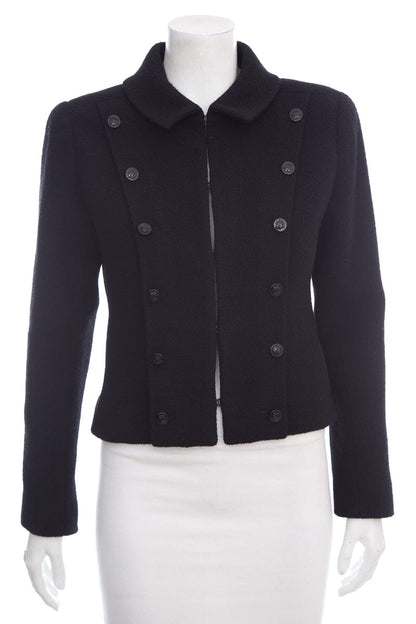 Chanel Black Double Breasted Jacket SZ 38