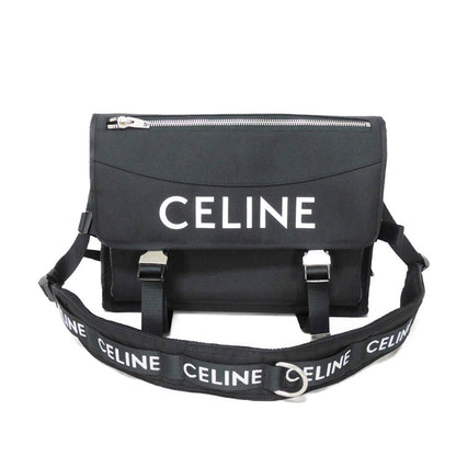 CELINE Shoulder Bag 198712DMT.38SI Nylon Black x white logo print Large Messenger mens Used