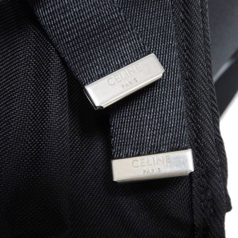CELINE Shoulder Bag 198712DMT.38SI Nylon Black x white logo print Large Messenger mens Used