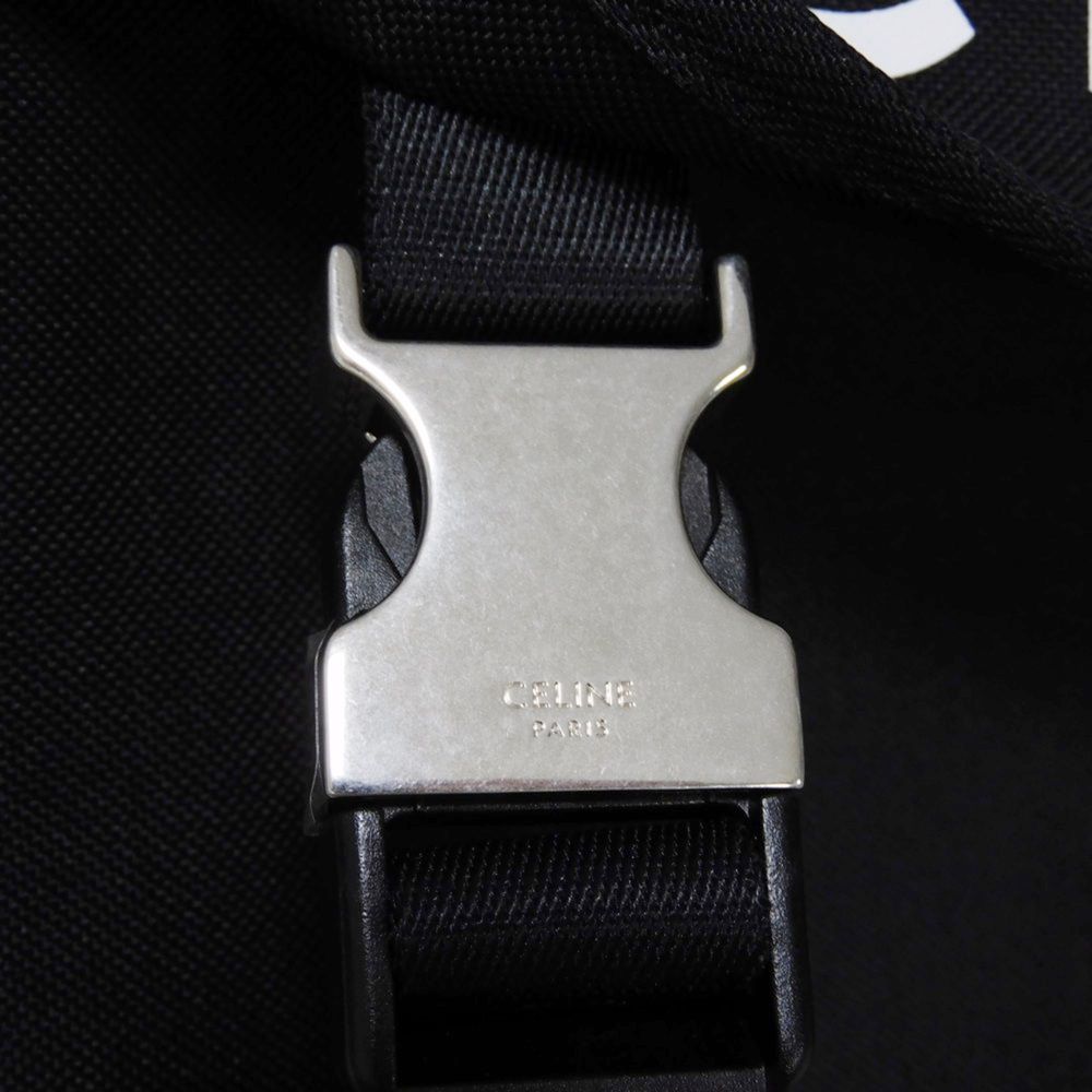 CELINE Shoulder Bag 198712DMT.38SI Nylon Black x white logo print Large Messenger mens Used