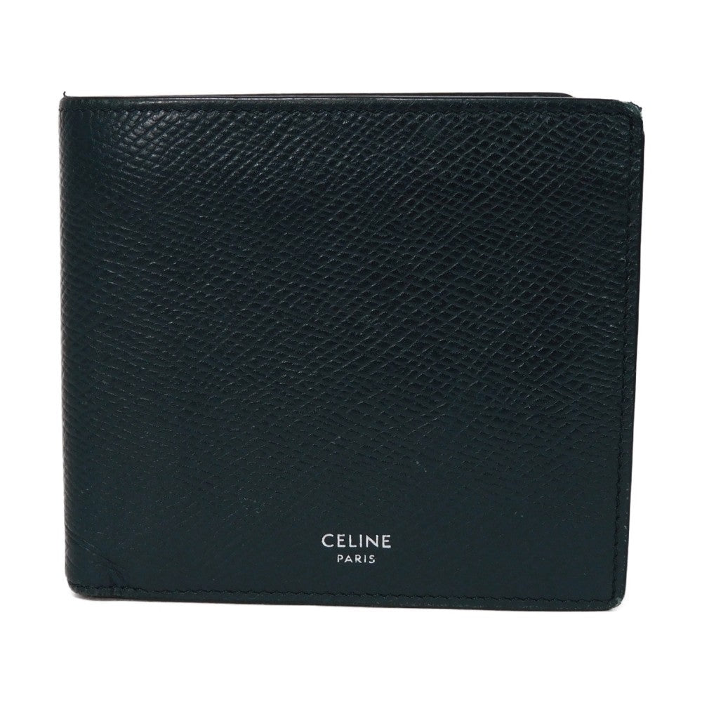 CELINE Bifold Wallet 10B653BEN.07OC Grained calfskin (embossed) Navy blue New logo Bifold wallet mens Used