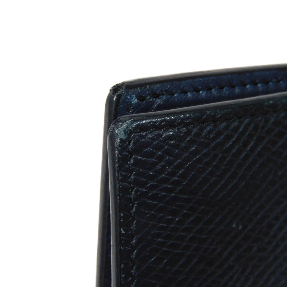 CELINE Bifold Wallet 10B653BEN.07OC Grained calfskin (embossed) Navy blue New logo Bifold wallet mens Used