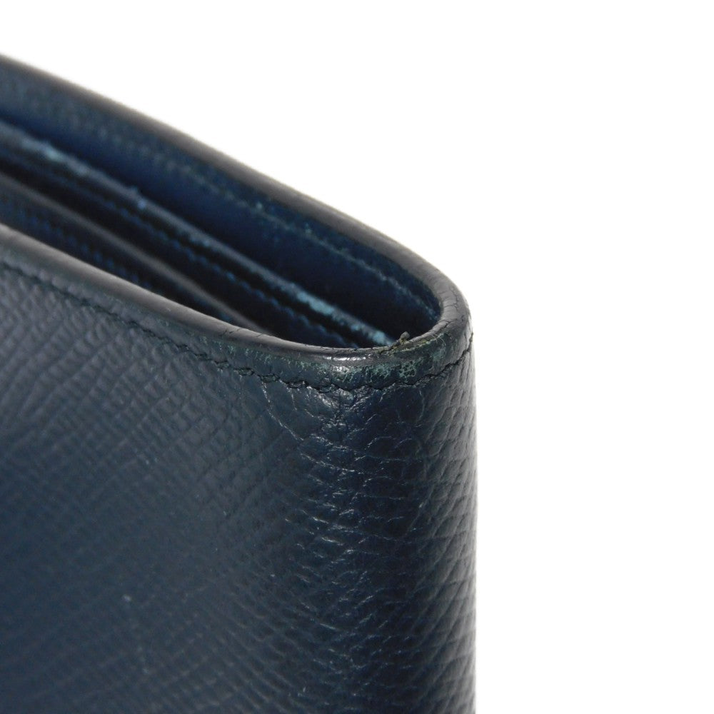 CELINE Bifold Wallet 10B653BEN.07OC Grained calfskin (embossed) Navy blue New logo Bifold wallet mens Used