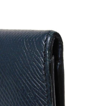 CELINE Bifold Wallet 10B653BEN.07OC Grained calfskin (embossed) Navy blue New logo Bifold wallet mens Used