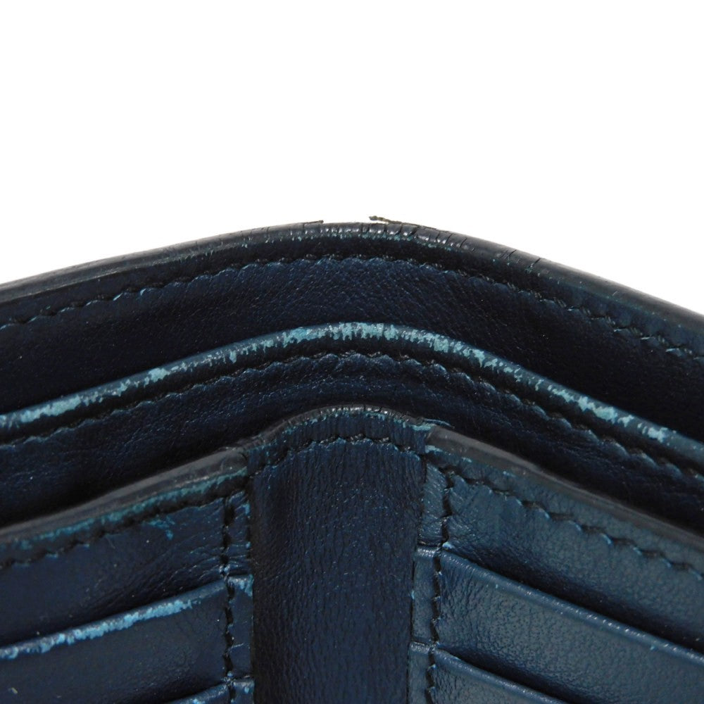 CELINE Bifold Wallet 10B653BEN.07OC Grained calfskin (embossed) Navy blue New logo Bifold wallet mens Used