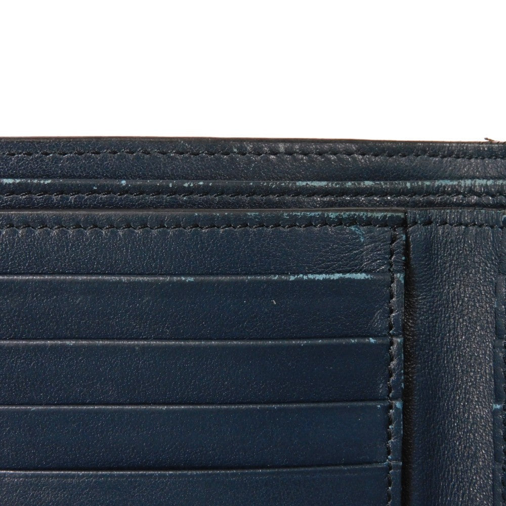 CELINE Bifold Wallet 10B653BEN.07OC Grained calfskin (embossed) Navy blue New logo Bifold wallet mens Used