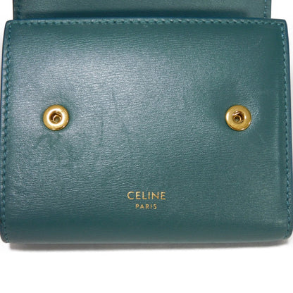 CELINE Tri-fold wallet 10B573CQP.30GS Shiny calfskin Green smoke New logo Small trifold wallet Women(Unisex) Used