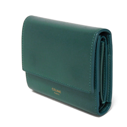 CELINE Tri-fold wallet 10B573CQP.30GS Shiny calfskin Green smoke New logo Small trifold wallet Women(Unisex) Used