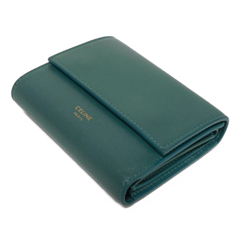 CELINE Tri-fold wallet 10B573CQP.30GS Shiny calfskin Green smoke New logo Small trifold wallet Women(Unisex) Used