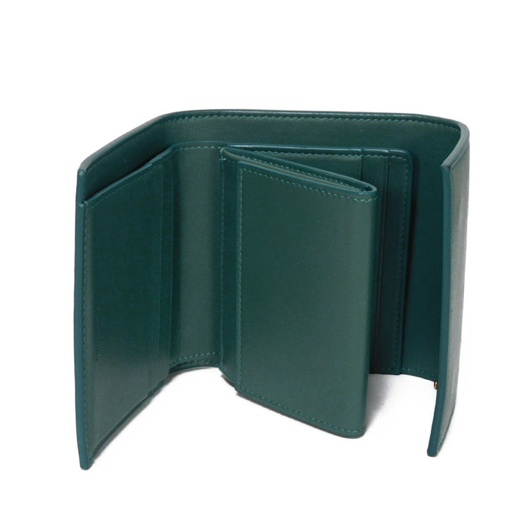 CELINE Tri-fold wallet 10B573CQP.30GS Shiny calfskin Green smoke New logo Small trifold wallet Women(Unisex) Used