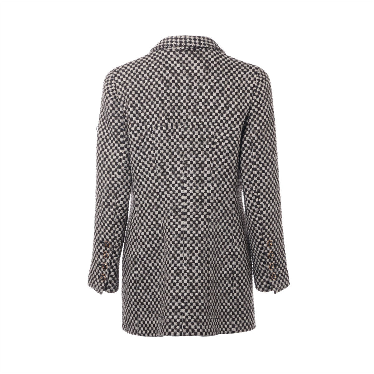 Chanel Coconut Button 95A Wool  Silk Coat 44  Beige × Brown P05266 TWIDE