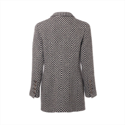 Chanel Coconut Button 95A Wool  Silk Coat 44  Beige × Brown P05266 TWIDE