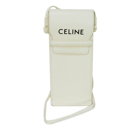 CELINE Shoulder Bag Smooth Calfskin Leather white New logo Monochrome 05 Sunglasses Pouch Women(Unisex) Used