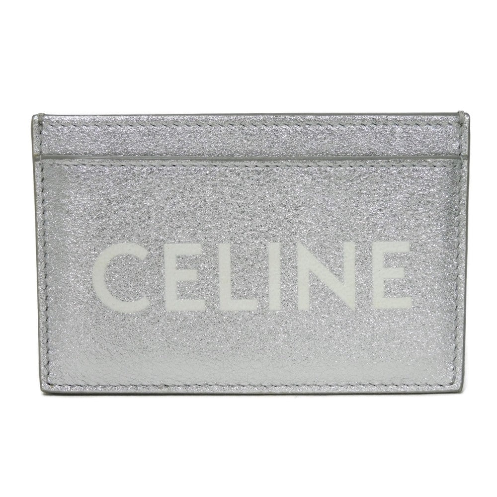 CELINE Card Case 10B703EK8.36AG Laminated calfskin Silver laminate logo card holder Women(Unisex) Used