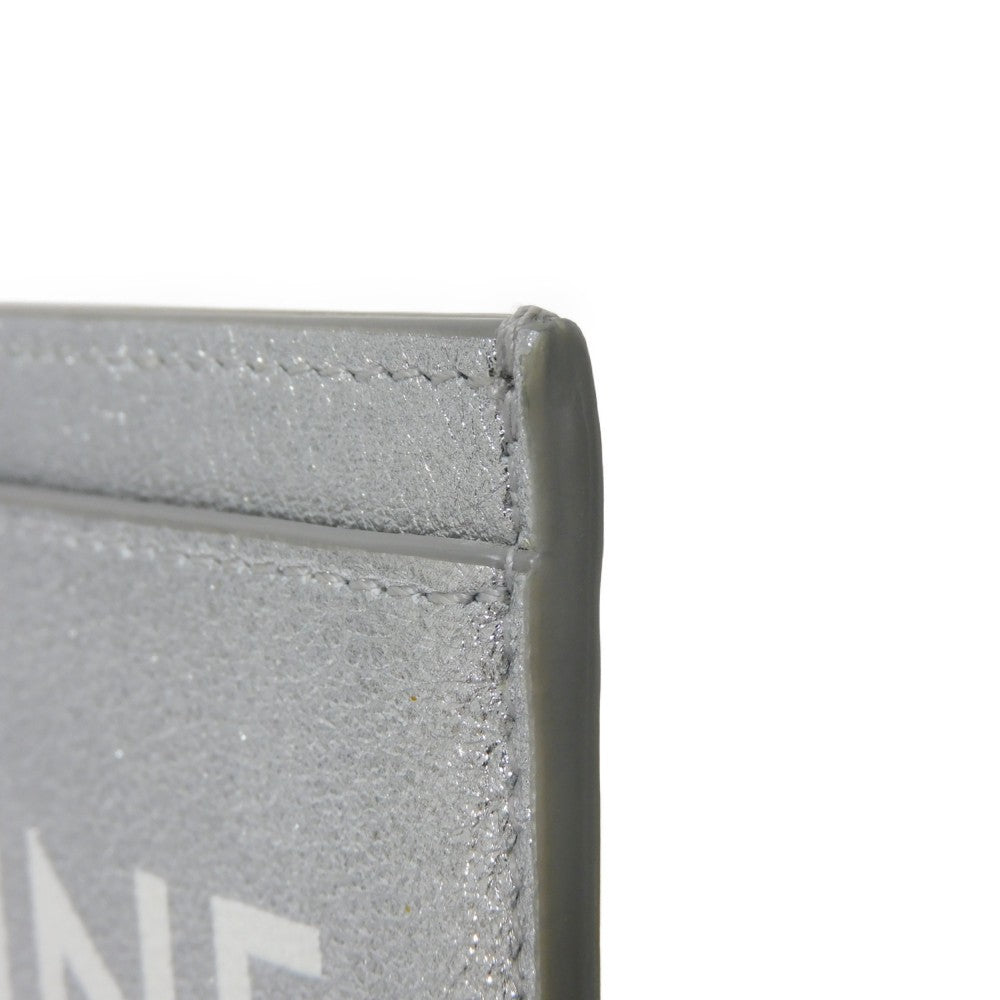 CELINE Card Case 10B703EK8.36AG Laminated calfskin Silver laminate logo card holder Women(Unisex) Used