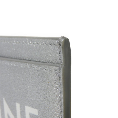 CELINE Card Case 10B703EK8.36AG Laminated calfskin Silver laminate logo card holder Women(Unisex) Used