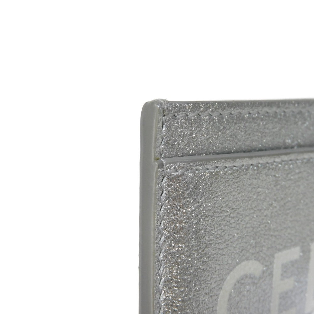 CELINE Card Case 10B703EK8.36AG Laminated calfskin Silver laminate logo card holder Women(Unisex) Used