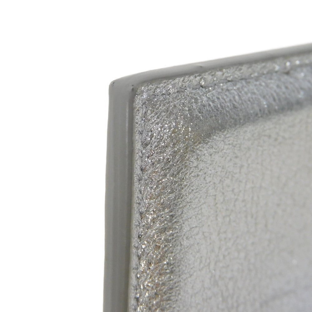 CELINE Card Case 10B703EK8.36AG Laminated calfskin Silver laminate logo card holder Women(Unisex) Used