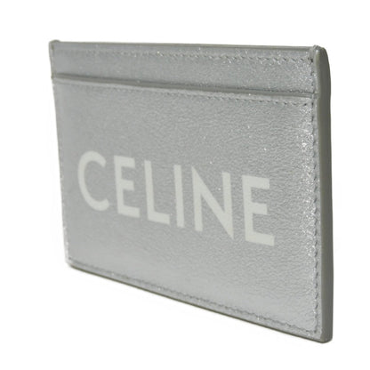 CELINE Card Case 10B703EK8.36AG Laminated calfskin Silver laminate logo card holder Women(Unisex) Used