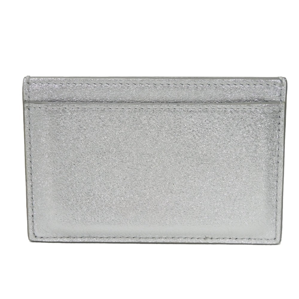 CELINE Card Case 10B703EK8.36AG Laminated calfskin Silver laminate logo card holder Women(Unisex) Used