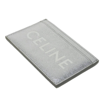 CELINE Card Case 10B703EK8.36AG Laminated calfskin Silver laminate logo card holder Women(Unisex) Used