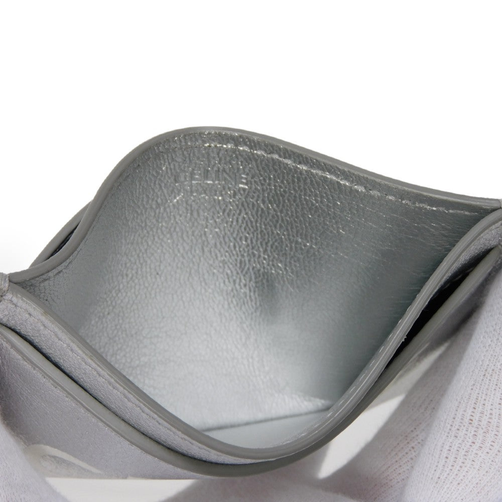 CELINE Card Case 10B703EK8.36AG Laminated calfskin Silver laminate logo card holder Women(Unisex) Used