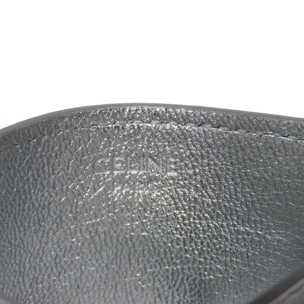 CELINE Card Case 10B703EK8.36AG Laminated calfskin Silver laminate logo card holder Women(Unisex) Used