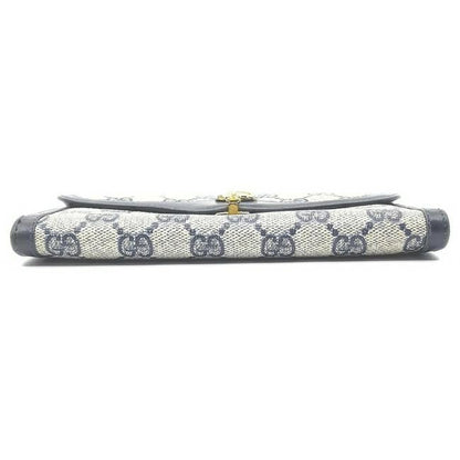 Gucci Navy Guccissima Horse Bit Leather Wallet