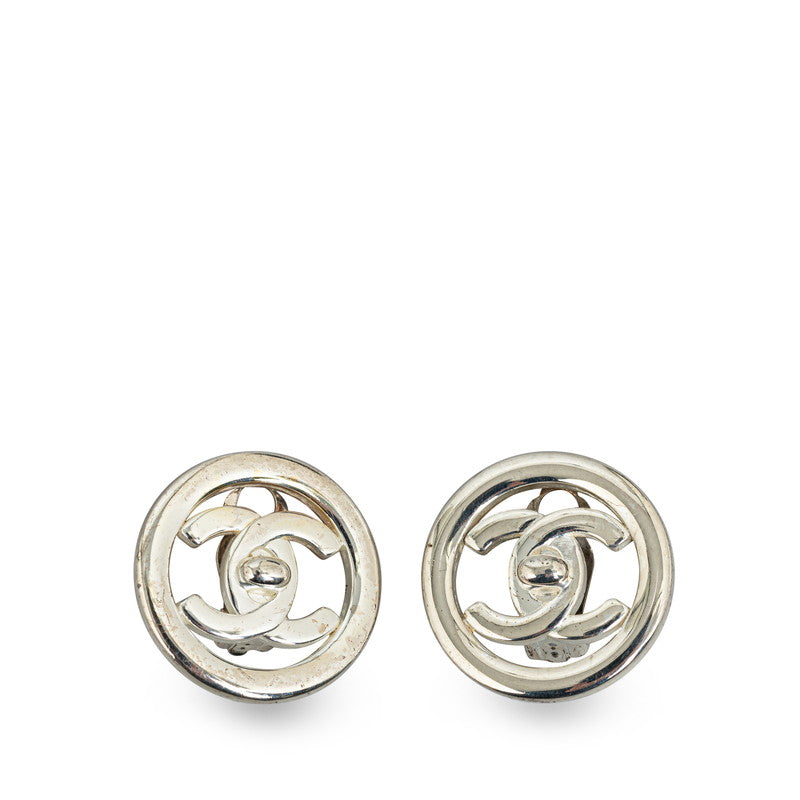 Chanel Vintage Cocomark Whiteboard Rock Earring Silver Metal  Chanel