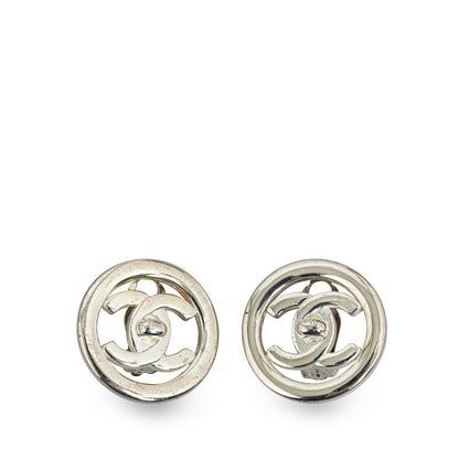 Chanel Vintage Cocomark Whiteboard Rock Earring Silver Metal  Chanel