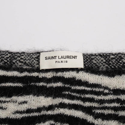 Saint Laurent Black & White Mohair Blend Zebra Sweater XS
