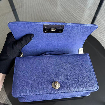 *Series 30* Caviar Boy Small Quilted Grained Calfskin Leboy Dark Blue Golden Hardware Series 30