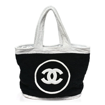 Terry Cotton CC Beach Tote Towel Set Black White