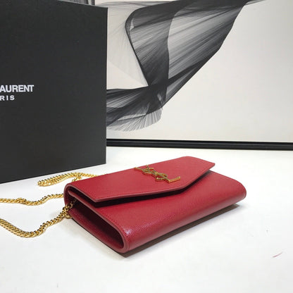 Yves Saint Laurent Uptown Chain Wallet Red
