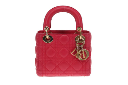 Dior Pink Lambskin Cannage Mini Lady Dior Bag 2014