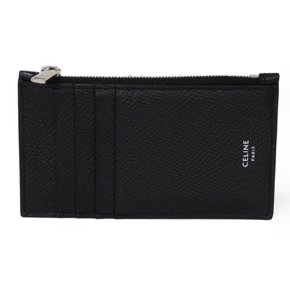 CELINE Coin case 10B683BEL.38SI Grained calfskin (embossed) black New logo Compact zipped card holder mens Used